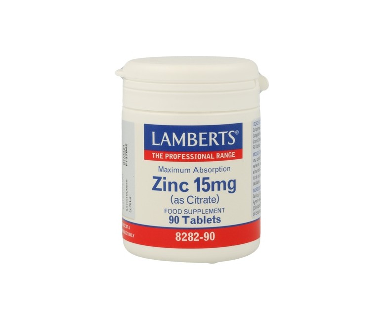 Zinc como Citrato 90 tabletas de 15mg Lamberts