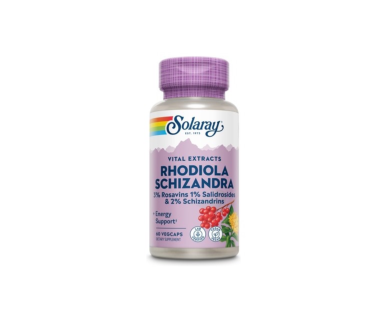 Rhodiola & Schizandra 60 cápsulas vegetales de 500mg Solaray