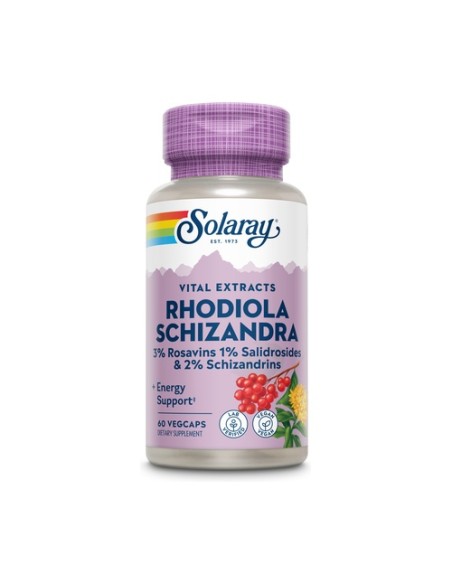 Rhodiola & Schizandra 60 cápsulas vegetales de 500mg Solaray