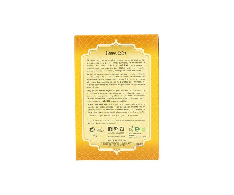 Henna Rubio Dorado 100 g Radhe Shyam