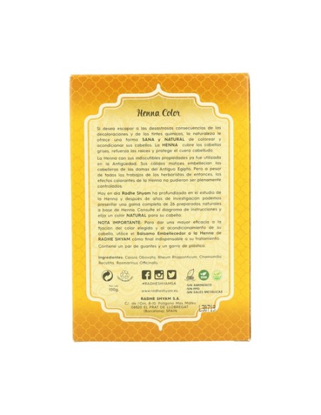 Henna Rubio Dorado 100 g Radhe Shyam