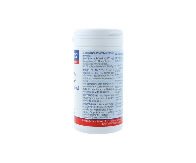 NAC (N-Acetil Cisteina) 600mg 60 cápsulas Lamberts