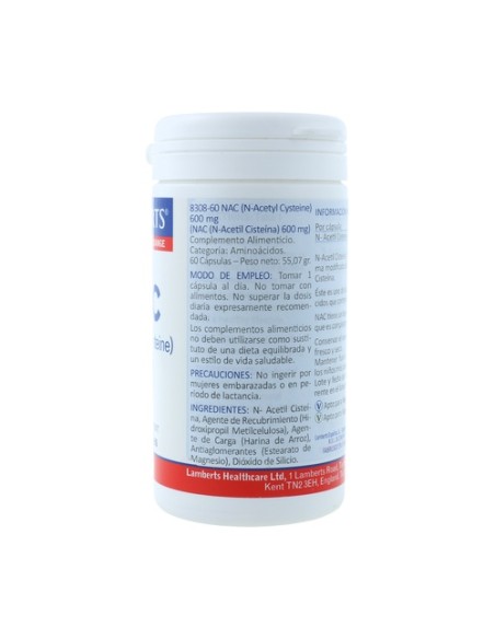 NAC (N-Acetil Cisteina) 600mg 60 cápsulas Lamberts