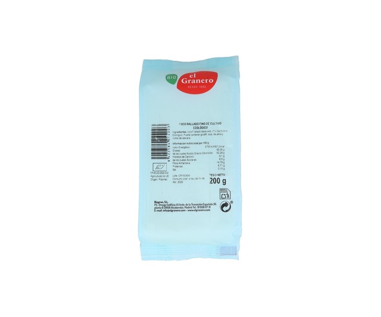 Coco Rallado Bio 200 g El Granero Integral