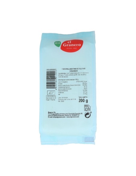 Coco Rallado Bio 200 g El Granero Integral
