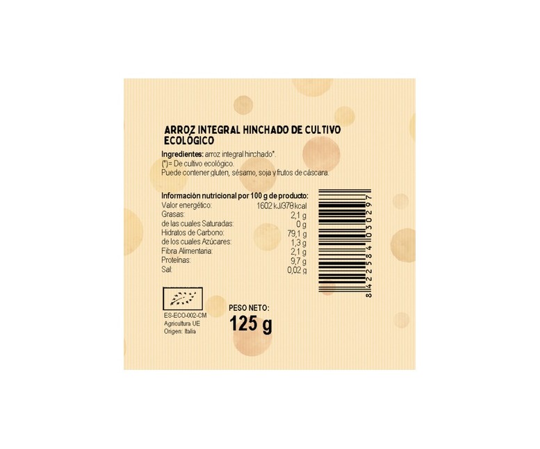 Arroz Integral Hinchado Bio 125 g El Granero Integral