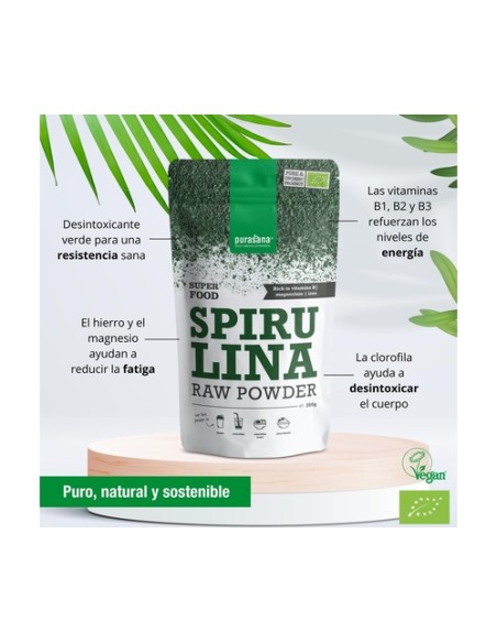 Espirulina vegana en polvo Bio 200 g de polvo Purasana