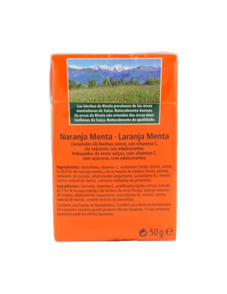 Caramelos de naranja y menta sin azúcar 50 g Ricola