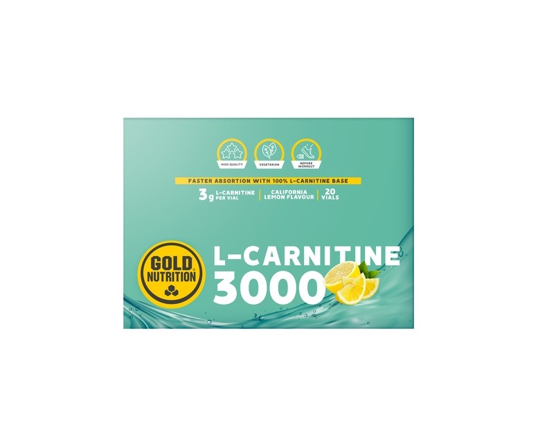 L carnitine (sabor limón) 20 unidades de 10 ml (3000 mg) Gold Nutrition