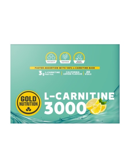 L carnitine (sabor limón) 20 unidades de 10 ml (3000 mg) Gold Nutrition