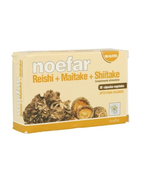 Reishi + Maitake + Shiitake 30 cápsulas Noefar