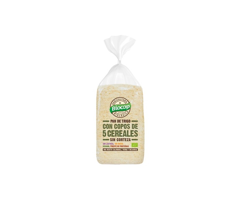 Pan de molde copos y cereales sin corteza 300 g Biocop