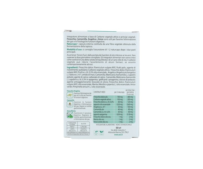 Carbón vegetal activo 30 cápsulas ESI