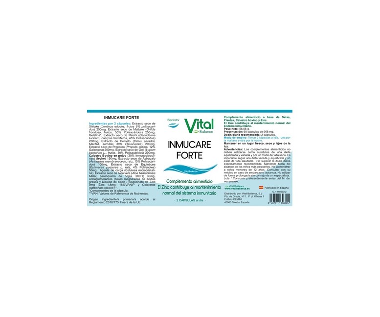 Inmucare 60 cápsulas Vital Ballance