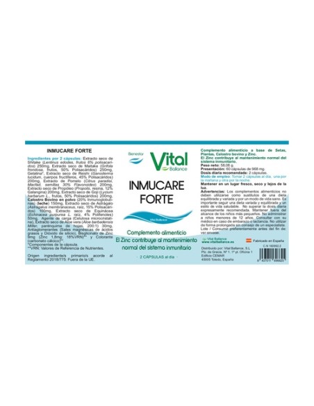 Inmucare 60 cápsulas Vital Ballance