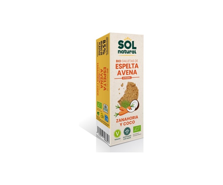Galletas de avena y espelta con zanahoria y coco Bio 175 g Sol Natural