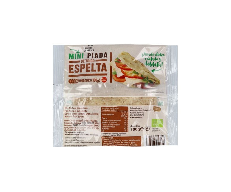 Piada Mini de Trigo Espelta 4 unidades de 25g Biocop