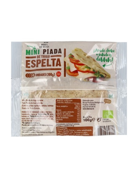 Piada Mini de Trigo Espelta 4 unidades de 25g Biocop