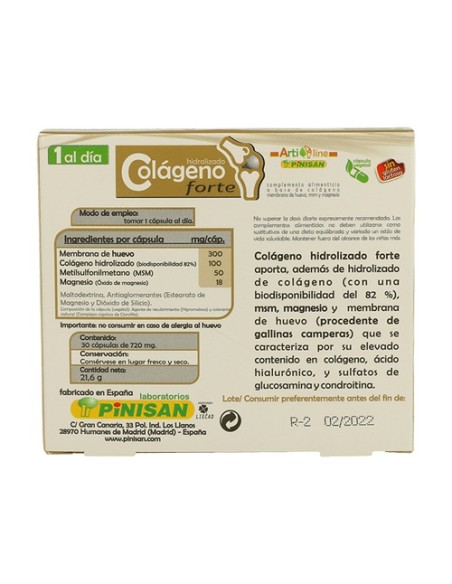 Colágeno Forte 30 cápsulas vegetales Pinisan