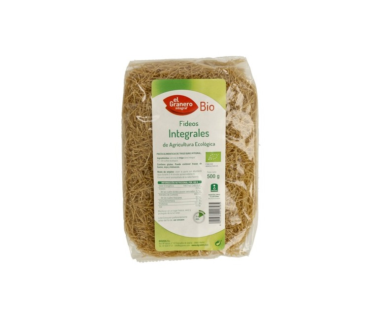 Fideos Integrales Bio 500 g El Granero Integral