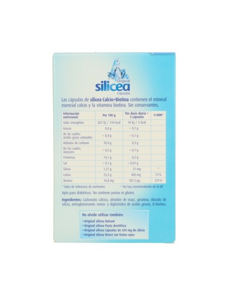 Silicea Calcio y biotina 60 cápsulas Hubner