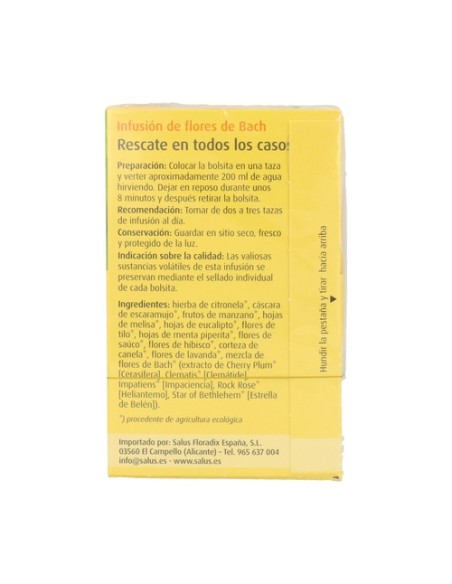 Infusión flores de bach rescate 15 bolsitas infusoras Salus