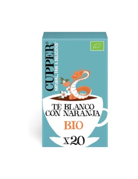 Infusión té blanco con naranja Bio 20 bolsitas infusoras de 1.7 g Cupper