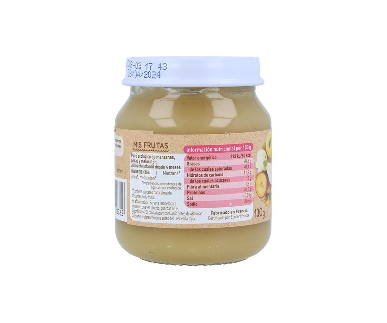 Tarrito Delicia De Frutas 4m+ 130 g (Frutas) Babybio