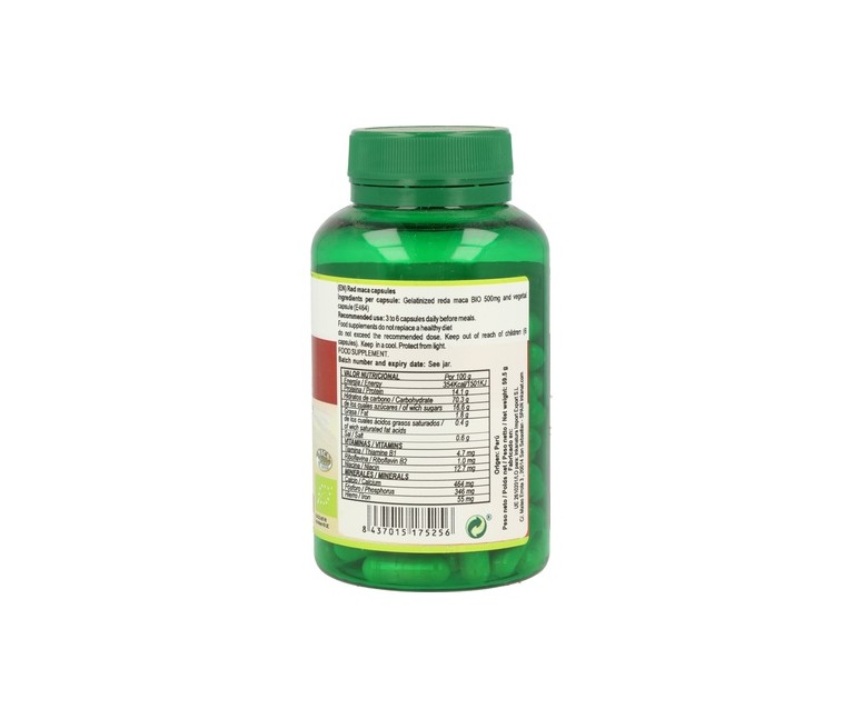 Maca Roja Bio 100 cápsulas de 500mg Inkanat