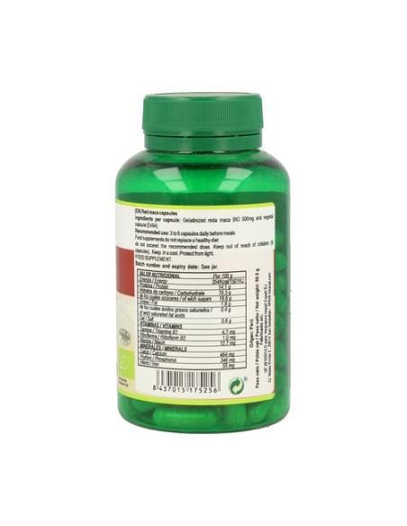 Maca Roja Bio 100 cápsulas de 500mg Inkanat