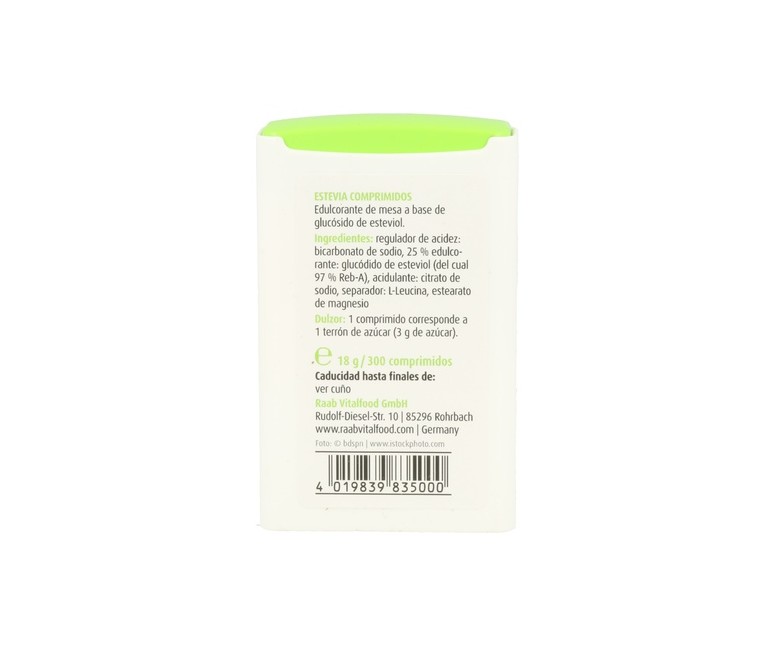 Estevia Comprimidos Premium 300 sobres de 0.8g Raab