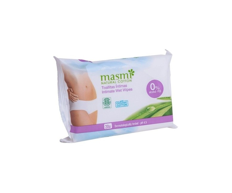 Toallitas Húmedas Íntimas Femeninas 20 unidades Masmi Natural Cotton