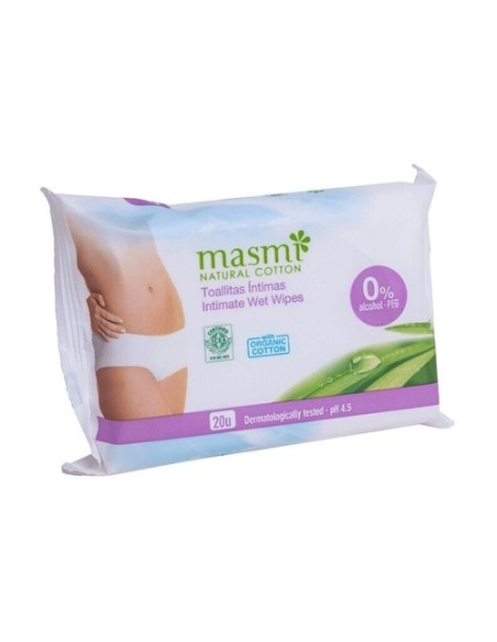 Toallitas Húmedas Íntimas Femeninas 20 unidades Masmi Natural Cotton