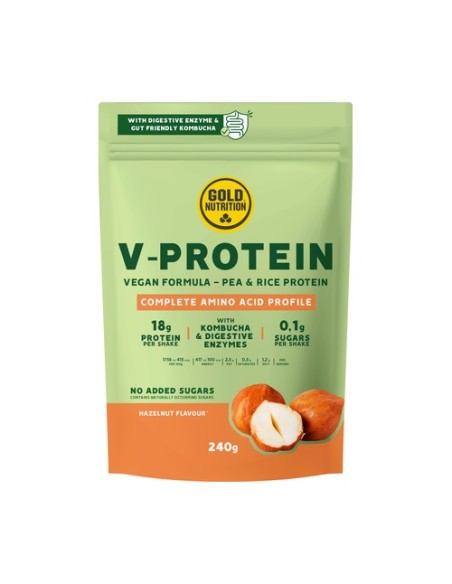 Proteína vegana sabor avellana 240 g de polvo (Avellana) Gold Nutrition