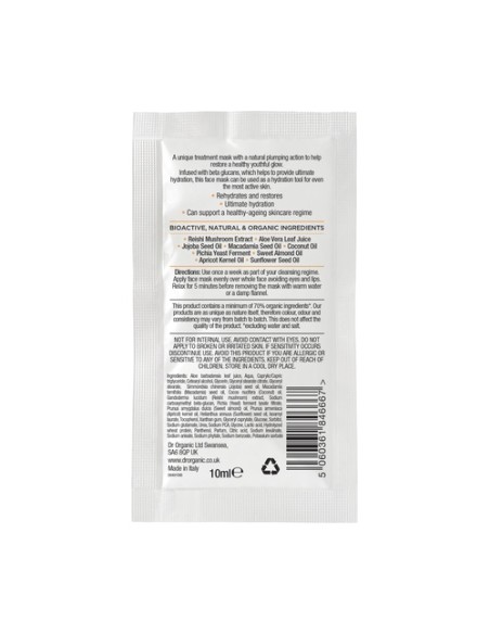 Mascarilla facial Reishi Mushrooms 1 sobres de 10ml Dr. Organic