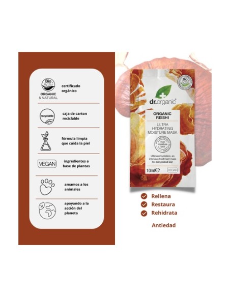 Mascarilla facial Reishi Mushrooms 1 sobres de 10ml Dr. Organic