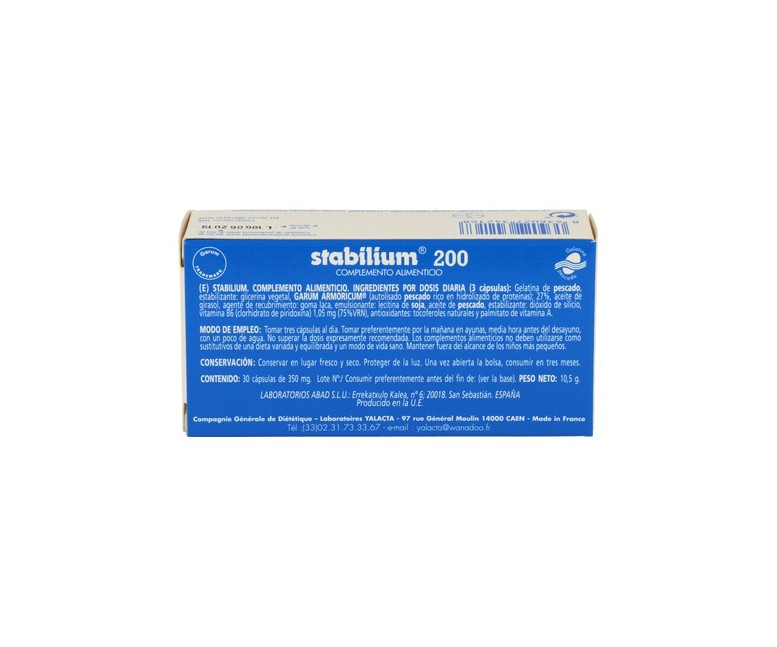 Stabilium 200 Equilibrio, memoria y concentración 30 cápsulas de 350mg Abad