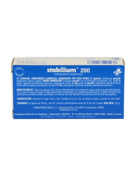 Stabilium 200 Equilibrio, memoria y concentración 30 cápsulas de 350mg Abad