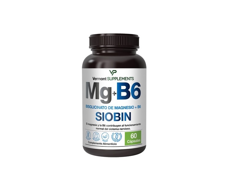 Siobin bisglicinato de magnesio + Vitamina B6 60 cápsulas Vermont Supplements