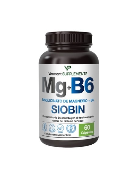 Siobin bisglicinato de magnesio + Vitamina B6 60 cápsulas Vermont Supplements