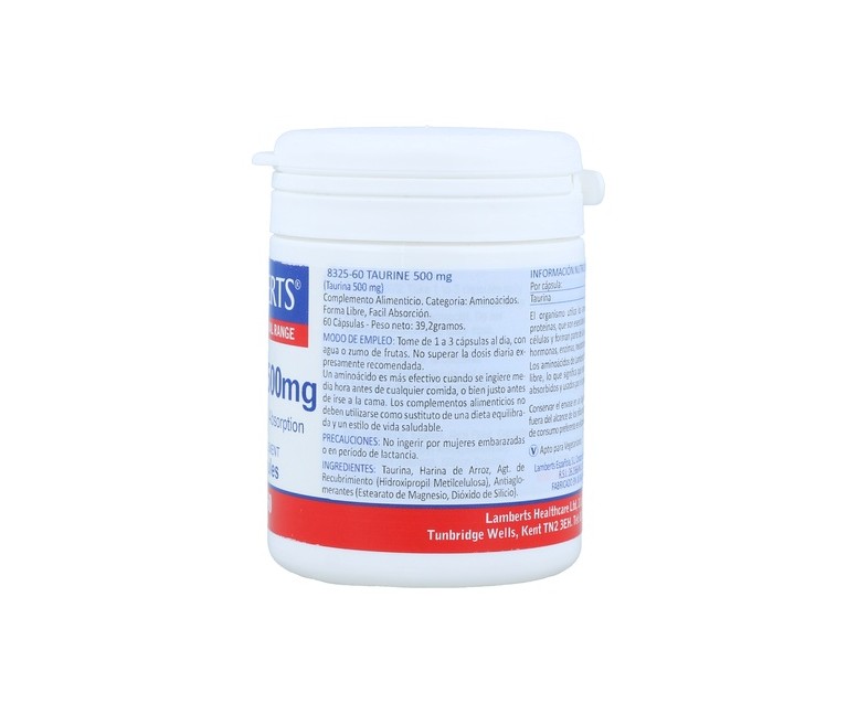 Taurina 60 cápsulas de 500mg Lamberts