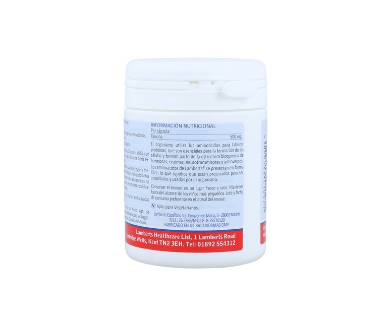 Taurina 60 cápsulas de 500mg Lamberts