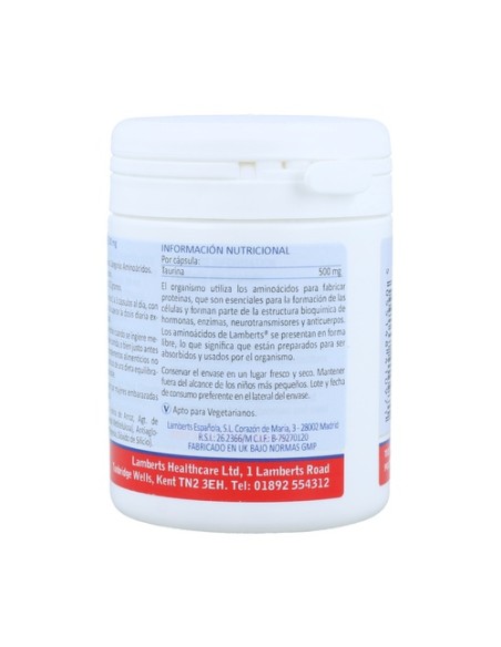 Taurina 60 cápsulas de 500mg Lamberts
