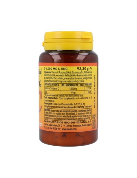 Vitamina C 1000 Mg + Zinc 60 comprimidos de 1000mg Nature Essential