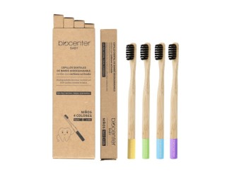Pack Cepillos De Dientes Bambú Y Carbón Activado Niños