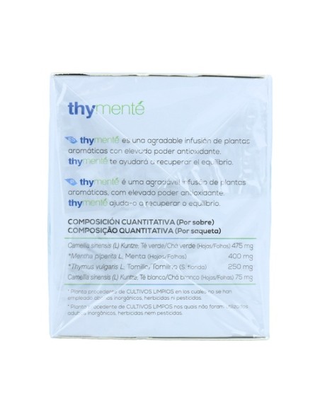 Thymente Infusión Tomillo, Menta Te 20 bolsitas infusoras Soria Natural