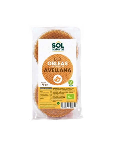 Obleas rellenas de avellana Bio 175 g Sol Natural