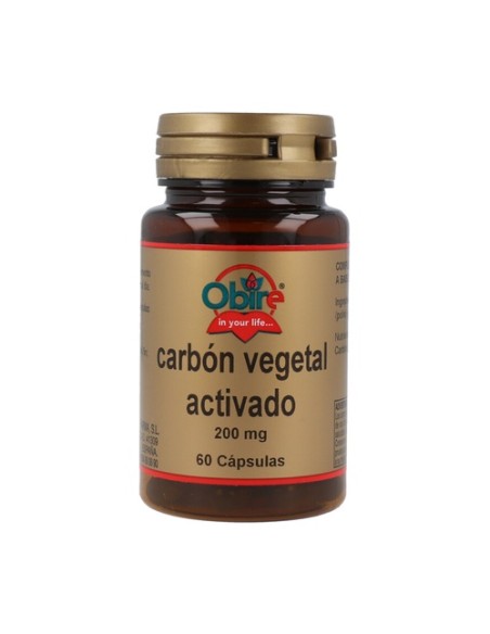 Carbón Vegetal Activado 60 cápsulas de 200mg Obire