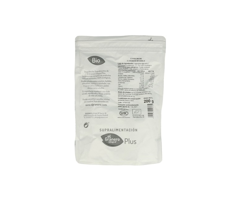 Espirulina Superalimento Bio 200 g El Granero Integral