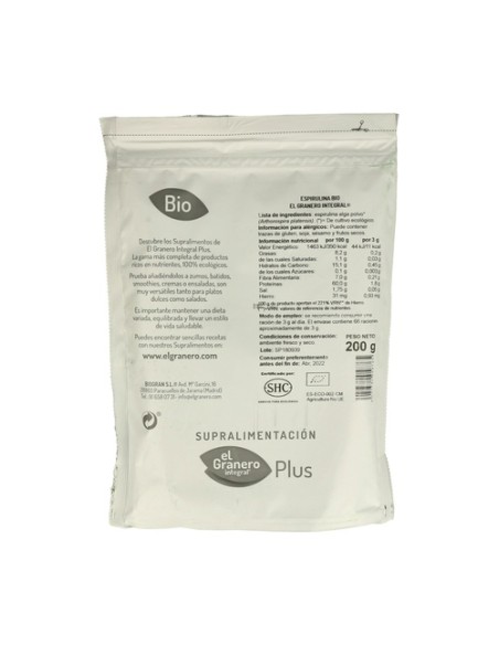 Espirulina Superalimento Bio 200 g El Granero Integral